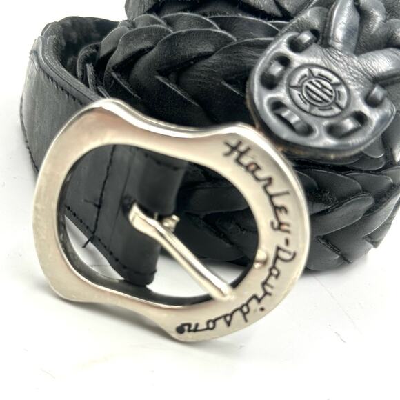 HARLEY DAVIDSON men's black leather belt - buckle with HD logo - Picture 2 of 9